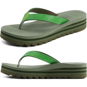 imageKuaiLu Womens Flip Flops Ladies Yoga Mat Platform Thong Sandals Dressy Womans Lightweight Summer Slip On Beach Flip Flop Sandles Soft Cushion Footbed Arch SupportGreen