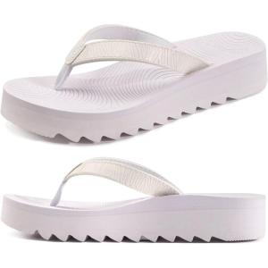 imageKuaiLu Womens Flip Flops Ladies Yoga Mat Platform Thong Sandals Dressy Womans Lightweight Summer Slip On Beach Flip Flop Sandles Soft Cushion Footbed Arch SupportAll White
