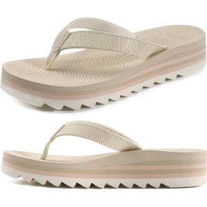 imageKuaiLu Womens Flip Flops Ladies Yoga Mat Platform Thong Sandals Dressy Womans Lightweight Summer Slip On Beach Flip Flop Sandles Soft Cushion Footbed Arch SupportOffwhite