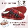 imageKuaiLu House Slippers for Women Comfortable Memory Foam Plaid Slipper Ladies Warm Fuzzy Plush Fur Lined Winter Home Shoes Orthotic Plantar Fasciitis Arch Support Indoor OutdoorPlush Red