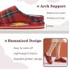 imageKuaiLu House Slippers for Women Comfortable Memory Foam Plaid Slipper Ladies Warm Fuzzy Plush Fur Lined Winter Home Shoes Orthotic Plantar Fasciitis Arch Support Indoor OutdoorPlush Red
