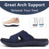 imageKuaiLu Womens Fashion Orthotic Slides Ladies Lightweight Athletic Yoga Mat Sandals Slip On Thick Cushion Slippers Sandals With Comfortable Plantar Fasciitis Arch SupportNavy Blue