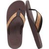 imageKuaiLu Mens Flip Flops Arch Support Comfortable Waterproof Open Toe Summer Beach Leather Thong Sandals Cushion Slip on SlippersWoodlike Brown