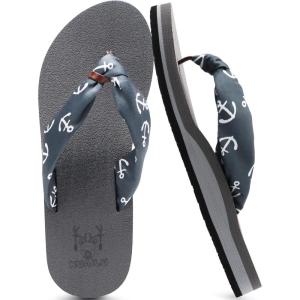 imageKuaiLu Flip Flops for Women with Arch Support Yoga Mat Comfortable Summer Beach Walking Thong Cushion Sandals Slip On Indoor OutdoorGrey