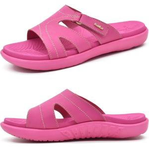 imageKuaiLu Womens Fashion Orthotic Slides Ladies Lightweight Athletic Yoga Mat Sandals Slip On Thick Cushion Slippers Sandals With Comfortable Plantar Fasciitis Arch SupportHot Pink