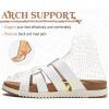 imageKuaiLu Gladiator Sandals for Women with Comfortable Arch Support Summer Beach Walking Fisherman Slides Boho Outfits Slip on Cushion Shoes Indoor OutdoorWhite Khaki