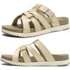 imageKuaiLu Gladiator Sandals for Women with Comfortable Arch Support Summer Beach Walking Fisherman Slides Boho Outfits Slip on Cushion Shoes Indoor OutdoorBeige