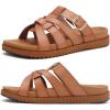 imageKuaiLu Gladiator Sandals for Women with Comfortable Arch Support Summer Beach Walking Fisherman Slides Boho Outfits Slip on Cushion Shoes Indoor OutdoorKhaki