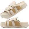 imageKuaiLu Mens Orthotic Sandals Comfortable Arch Support Fabric Sandal Slippers Shoes Man Casual Summer Cushion Slides Slip On Indoor Outdoor  Ultrasoft Comfort Fit FootbedBeige White