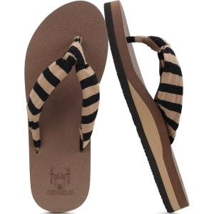 imageKuaiLu Flip Flops for Women with Arch Support Yoga Mat Comfortable Summer Beach Walking Thong Cushion Sandals Slip On Indoor OutdoorBrown Black