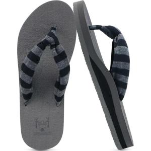 imageKuaiLu Flip Flops for Women with Arch Support Yoga Mat Comfortable Summer Beach Walking Thong Cushion Sandals Slip On Indoor OutdoorGrey Black