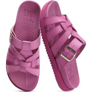 imageKuaiLu Gladiator Sandals for Women with Comfortable Arch Support Summer Beach Walking Fisherman Slides Boho Outfits Slip on Cushion Shoes Indoor OutdoorRose