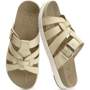 imageKuaiLu Gladiator Sandals for Women with Comfortable Arch Support Summer Beach Walking Fisherman Slides Boho Outfits Slip on Cushion Shoes Indoor OutdoorBeige