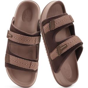 imageKuaiLu Mens Casual Sandals with Comfortable Orthopedic Arch Support Summer Beach Walking Shoes Cushion Slides Slip on Indoor OutdoorBrown