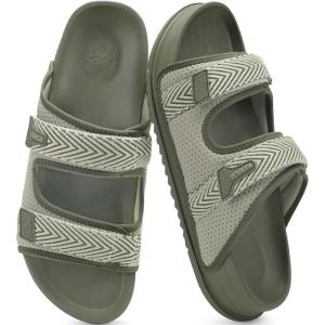 imageKuaiLu Mens Casual Sandals with Comfortable Orthopedic Arch Support Summer Beach Walking Shoes Cushion Slides Slip on Indoor OutdoorGreen