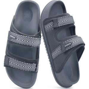 imageKuaiLu Mens Casual Sandals with Comfortable Orthopedic Arch Support Summer Beach Walking Shoes Cushion Slides Slip on Indoor OutdoorGrey