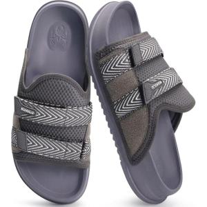 imageKuaiLu Mens Orthotic Sandals Comfortable Arch Support Fabric Sandal Slippers Shoes Man Casual Summer Cushion Slides Slip On Indoor Outdoor  Ultrasoft Comfort Fit FootbedDark Grey