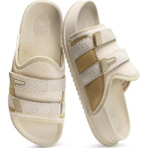 imageKuaiLu Mens Orthotic Sandals Comfortable Arch Support Fabric Sandal Slippers Shoes Man Casual Summer Cushion Slides Slip On Indoor Outdoor  Ultrasoft Comfort Fit FootbedBeige White