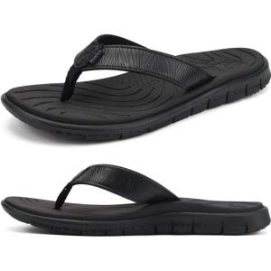 imageKuaiLu Comfortable Flip Flops for Women with Arch Support Summer Beach Walking Thong Sandals Slip On Indoor OutdoorAll Black
