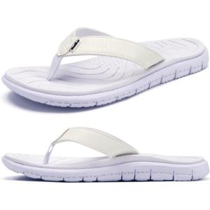 imageKuaiLu Comfortable Flip Flops for Women with Arch Support Summer Beach Walking Thong Sandals Slip On Indoor OutdoorAll White