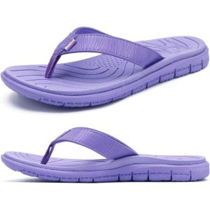 imageKuaiLu Comfortable Flip Flops for Women with Arch Support Summer Beach Walking Thong Sandals Slip On Indoor OutdoorPurple