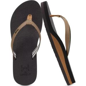imageKuaiLu Womens Arch Support Flip Flops Comfortable Yoga Mat Slip on Summer Beach Walking Thong Cushion SandalsBrown