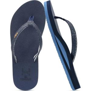 imageKuaiLu Womens Arch Support Flip Flops Comfortable Yoga Mat Slip on Summer Beach Walking Thong Cushion SandalsDark Blue