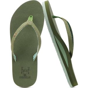 imageKuaiLu Womens Arch Support Flip Flops Comfortable Yoga Mat Slip on Summer Beach Walking Thong Cushion SandalsGreen