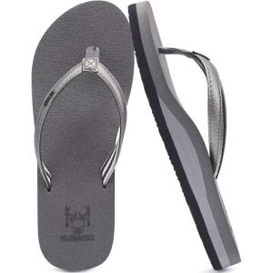 imageKuaiLu Womens Arch Support Flip Flops Comfortable Yoga Mat Slip on Summer Beach Walking Thong Cushion SandalsGrey