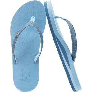 imageKuaiLu Womens Arch Support Flip Flops Comfortable Yoga Mat Slip on Summer Beach Walking Thong Cushion SandalsLight Blue