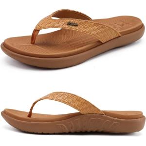 imageKuaiLu Womens Flip Flops Ladies Yoga Mat Comfortable Walking Thong Sandals With Plantar Fasciitis Arch Support Slip On Indoor Outdoor For SummerKhakiduo