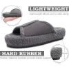 imageKUAILU Women Cozy Slippers Comfortable Suede Faux Fluff Warm Sherpa Lining House slippers for ladies Bedroom Memory Foam Cushioned Orthotic Open Toe Slides Thick Hard Sole IndoorampampOutdoor US Size 511Greychoose One Size Up