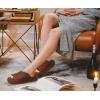 imageKUAILU Women Cozy Slippers Comfortable Suede Faux Fluff Warm Sherpa Lining House slippers for ladies Bedroom Memory Foam Cushioned Orthotic Open Toe Slides Thick Hard Sole IndoorampampOutdoor US Size 511Brownchoose One Size Up