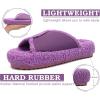 imageKUAILU Women Cozy Slippers Comfortable Suede Faux Fluff Warm Sherpa Lining House slippers for ladies Bedroom Memory Foam Cushioned Orthotic Open Toe Slides Thick Hard Sole IndoorampampOutdoor US Size 511Purplechoose One Size Up