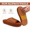 imageKUAILU Women Cozy Slippers Comfortable Suede Faux Fluff Warm Sherpa Lining House slippers for ladies Bedroom Memory Foam Cushioned Orthotic Open Toe Slides Thick Hard Sole IndoorampampOutdoor US Size 511Khakichoose One Size Up