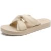 imageKuaiLu Womens Dressy Sandals with Arch Support Yoga Mat Comfortable Cushion Walking Criss Cross Slides Summer Beach Slip On Indoor Outdoor SlippersBeige