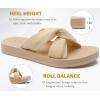 imageKuaiLu Womens Dressy Sandals with Arch Support Yoga Mat Comfortable Cushion Walking Criss Cross Slides Summer Beach Slip On Indoor Outdoor SlippersBeige