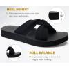 imageKuaiLu Womens Dressy Sandals with Arch Support Yoga Mat Comfortable Cushion Walking Criss Cross Slides Summer Beach Slip On Indoor Outdoor SlippersBlack