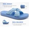 imageKuaiLu Womens Dressy Sandals with Arch Support Yoga Mat Comfortable Cushion Walking Criss Cross Slides Summer Beach Slip On Indoor Outdoor SlippersBlue