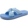 imageKuaiLu Womens Dressy Sandals with Arch Support Yoga Mat Comfortable Cushion Walking Criss Cross Slides Summer Beach Slip On Indoor Outdoor SlippersBlue