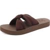 imageKuaiLu Womens Dressy Sandals with Arch Support Yoga Mat Comfortable Cushion Walking Criss Cross Slides Summer Beach Slip On Indoor Outdoor SlippersBrown