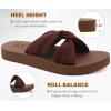 imageKuaiLu Womens Dressy Sandals with Arch Support Yoga Mat Comfortable Cushion Walking Criss Cross Slides Summer Beach Slip On Indoor Outdoor SlippersBrown