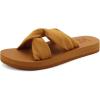 imageKuaiLu Womens Dressy Sandals with Arch Support Yoga Mat Comfortable Cushion Walking Criss Cross Slides Summer Beach Slip On Indoor Outdoor SlippersKhaki