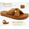 imageKuaiLu Womens Dressy Sandals with Arch Support Yoga Mat Comfortable Cushion Walking Criss Cross Slides Summer Beach Slip On Indoor Outdoor SlippersKhaki