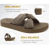 imageKuaiLu Womens Dressy Sandals with Arch Support Yoga Mat Comfortable Cushion Walking Criss Cross Slides Summer Beach Slip On Indoor Outdoor SlippersTaupe