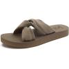 imageKuaiLu Womens Dressy Sandals with Arch Support Yoga Mat Comfortable Cushion Walking Criss Cross Slides Summer Beach Slip On Indoor Outdoor SlippersTaupe