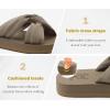 imageKuaiLu Womens Dressy Sandals with Arch Support Yoga Mat Comfortable Cushion Walking Criss Cross Slides Summer Beach Slip On Indoor Outdoor SlippersTaupe