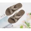 imageKuaiLu Womens Dressy Sandals with Arch Support Yoga Mat Comfortable Cushion Walking Criss Cross Slides Summer Beach Slip On Indoor Outdoor SlippersTaupe