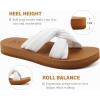 imageKuaiLu Womens Dressy Sandals with Arch Support Yoga Mat Comfortable Cushion Walking Criss Cross Slides Summer Beach Slip On Indoor Outdoor SlippersWhite Khaki