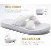 imageKuaiLu Womens Dressy Sandals with Arch Support Yoga Mat Comfortable Cushion Walking Criss Cross Slides Summer Beach Slip On Indoor Outdoor SlippersWhite